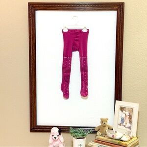 Naartjie EUC Pink Tights with Floral detail & Polka Dot & Stripe Design Size 3-5